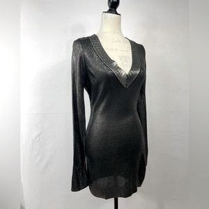 Arden B Black Silver Metallic Sweater Dress Size M